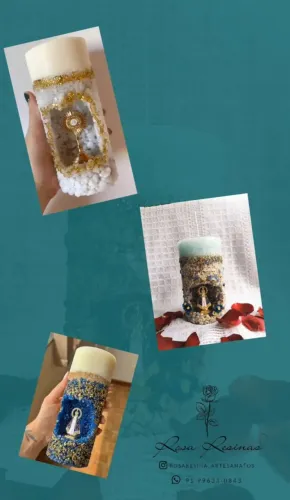 Chaveiros, velas e peças artesanais de resina epóxi