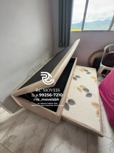 Cama box Baú Tamanho solteiro com Cama estruturada Auxiliar 88x1,88 D33 Baú Blindado