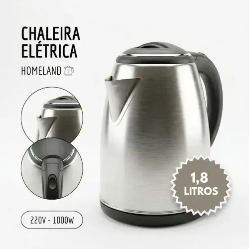 Chaleira Elétrica Inox 1,8L com Desligamento Automático e Aquecimento Rápido