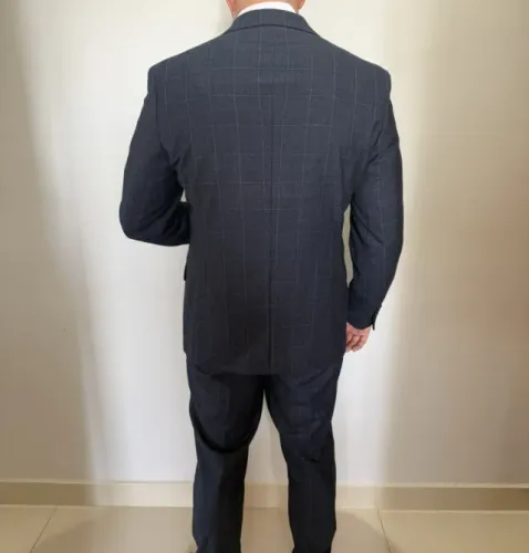 Terno Calvin Klein CK Azul Escuro Xadrez Principe de Gales 54 