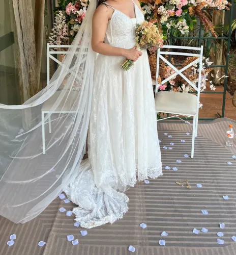 Vestido de noiva+ véu- Somente venda