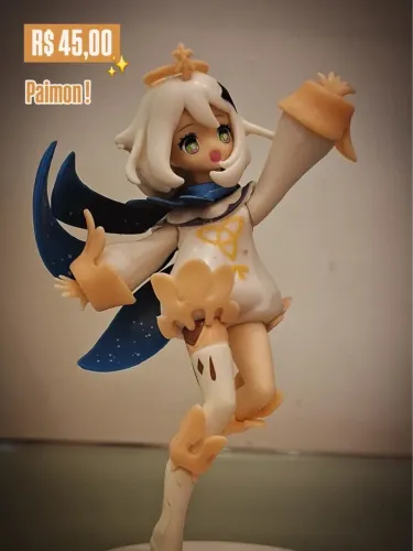 Action Figure Paimon Genshin Impact Boneca Colecionável Anime Games Miniatura Decoração