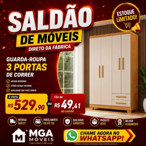 Guarda Roupa 04 Portas 02 Gavetas -GR-Roupeiro Solteiro - Armario de Soltero