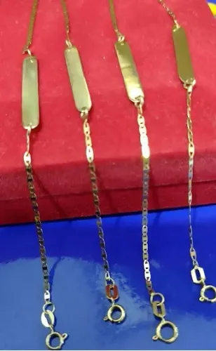 Pulseira Piastrine infantil Ouro 18 Kilates 1.10 gramas Maciça Unidade Lindas