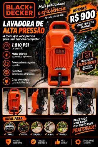 ? LAVADORA DE ALTA PRESSÃO BLACK+DECKER 1810 PSI