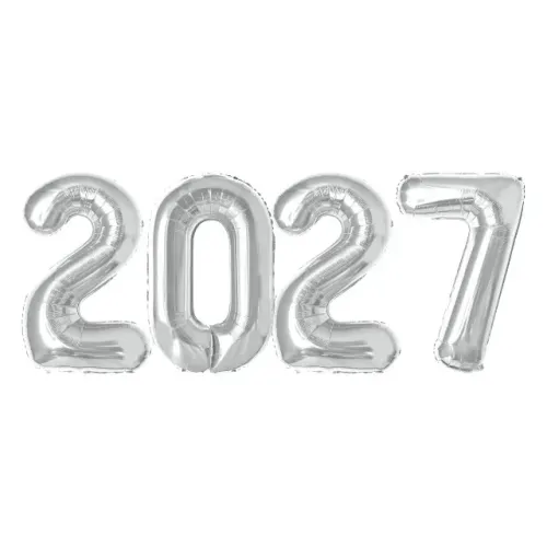 Kit Balão Metalizado 2027 Prata 70cm - Réveillon Ano Novo