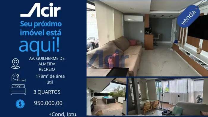 ACIR ADMINISTRADORA- APARTAMENTO COBERTURA ALTO PADRÃO NO RECREIO-R$950.000,00