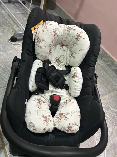 Conjunto Bebê Conforto Grid Black com Base Fixação Galzerano