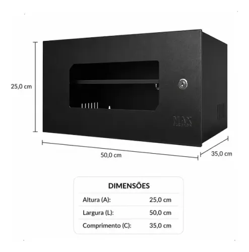 Rack Max Eletron 5u Mini 19 Polegadas Preto com Bandeja e Visor