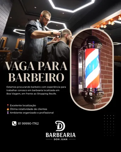 Vaga para barbeiro barbearia em boa viagem
