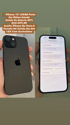 iPhone 15 128GB De Armazenamento | Saúde Da Bateria 88% ( Usado )