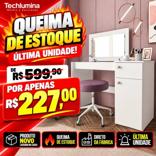 Penteadeira Iracema Com Tampo Porta Objetos Com Espelho 1 Wt