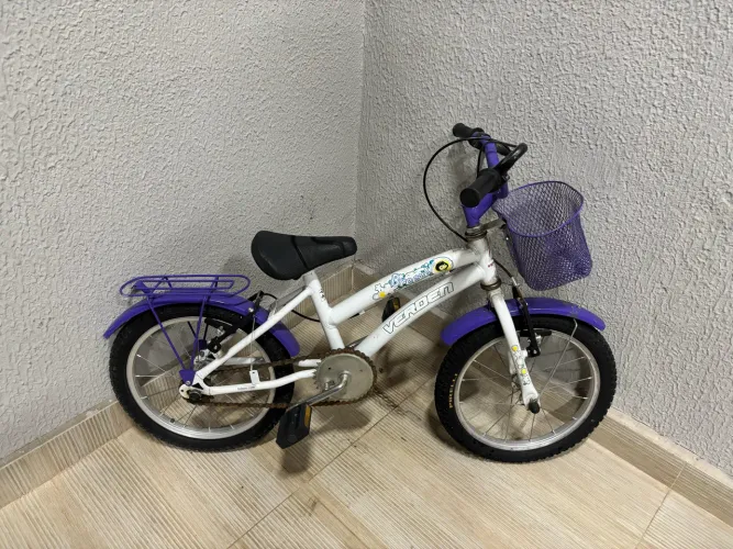 Bicicleta Infantil Verden Breeze Aro 16 - Branca e Roxa (Com Cestinha)