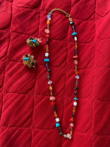 Vende-se Conjunto de Colar e Brincos Coloridos - Rommanel