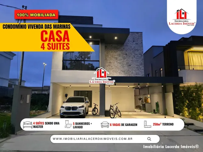Vivenda das Marinas Residence Club - Casa térrea com 4 suítes sendo uma master 100% mobili