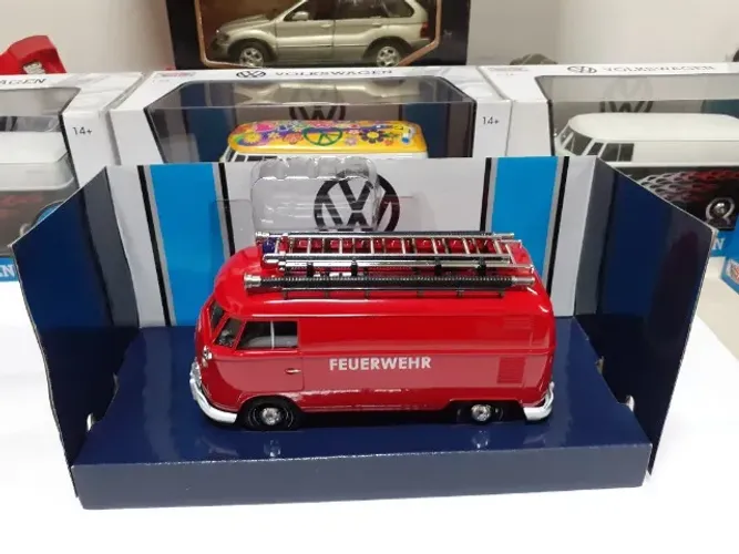 Miniatura Kombi T2 Bombeiro 1/24 Motormax Caixa #1j903