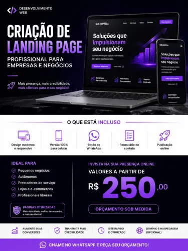 Criação de Landing Page profissional para empresas e negócios