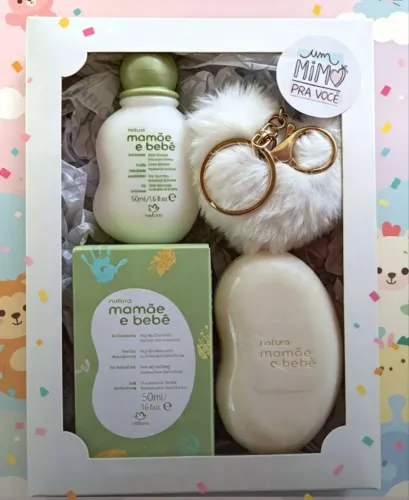 ? PRESENTE NATURA MAMÃE E BEBÊ NA CAIXINHA COM VISOR