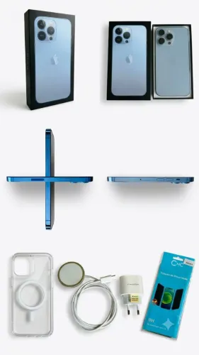 IPHONE 13 PRO 256 GB AZUL SIERRA UNICO DONO + CARREGADOR MAGSAFE + KIT CAPA + PELICULA 3D