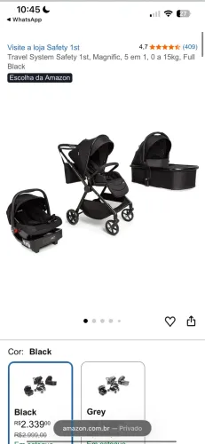 Carrinho, Moisés, bebê conforto, Safety 1st, Magnific, 5 em 1, 0 a 15kg,