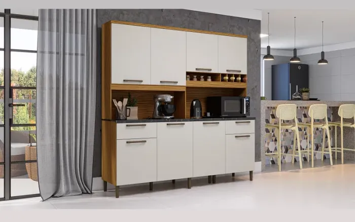 Armário de Cozinha Cabernet Prime Ronipa, 08 Portas e 2 Gavetas - Entrega Imediata;