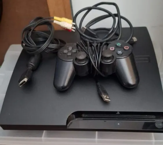 PS3 slim 2 controles, câmera, 10 jogos