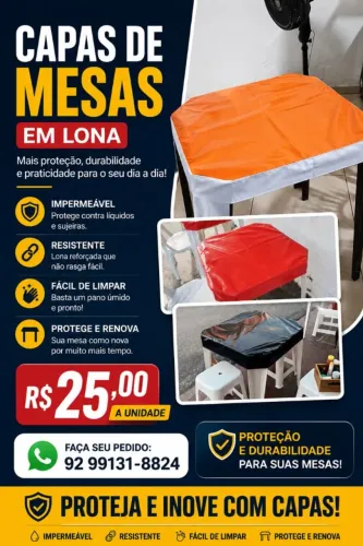 Capa de Mesa em lona ideal para Bares e lanchonetes