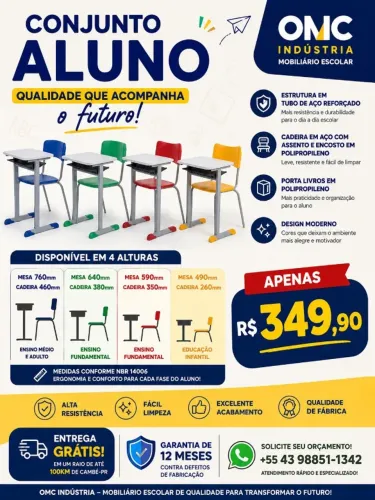 MESA E CADEIRA ESCOLAR 