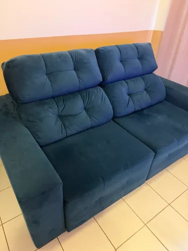 Sofá Retrátil e Reclinável 2 Lugares Azul