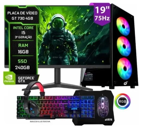 Pc gamer setup ninja intel core I5, 16 de ram, SSD 240 GB, placa de vídeo 4ram mais kit   