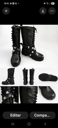 Bota feminina estilo roqueira