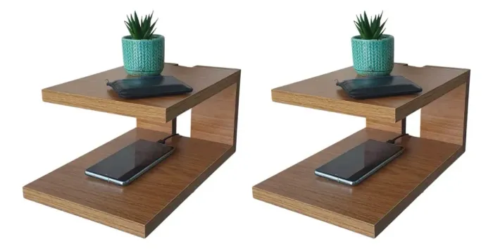Kit com 2 Nichos Laterais para Quarto em MDF Louro Freijó
