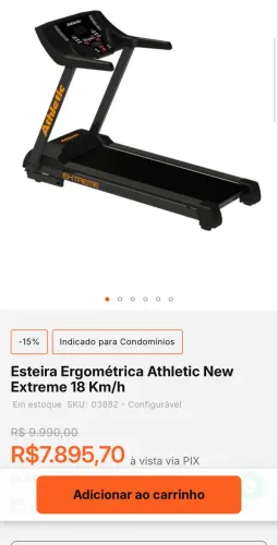 Esteira Ergométrica Athletic New Extreme 18 Km/h