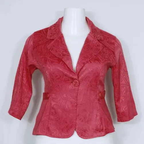 blazer social alfaiataria feminino rosa texturizado - Veste G - Ref. 5518