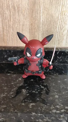 Boneco Geek Estilo Deadpool Pikachu Impressão 3D Personalizado