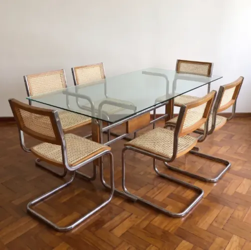 Mesa Cesca Anos 60/70 em Pau-Marfim e Aço Inox [Cadeiras já vendidas]