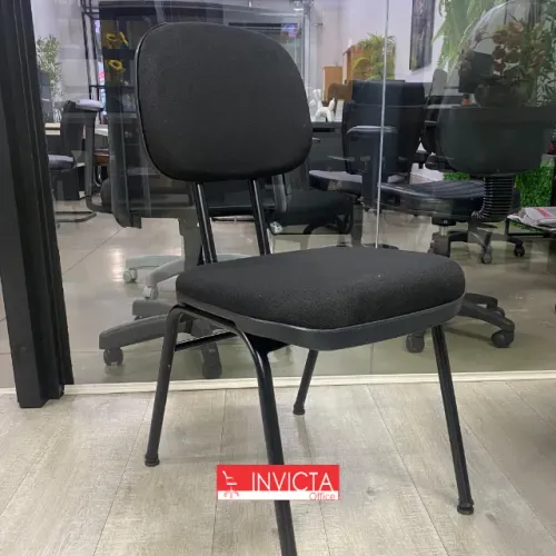 CADEIRA SECRETARIA FIXA INTERLOCUTOR PRETA PARA ESCRITÓRIO/HOME OFFICE