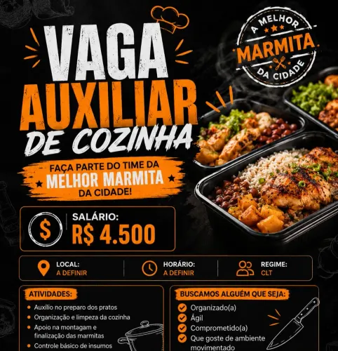 VAGA EMPREGO AUXILIAR DE COZINHA