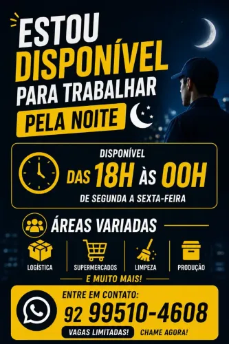 Estou disponível pra trabalhar