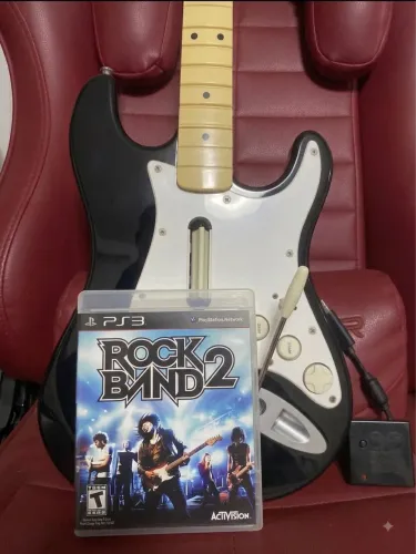 Fender Stratocaster PS3/PC c/ Dongle e Jogo original Rock Band 2 Clone Hero PC Raridade