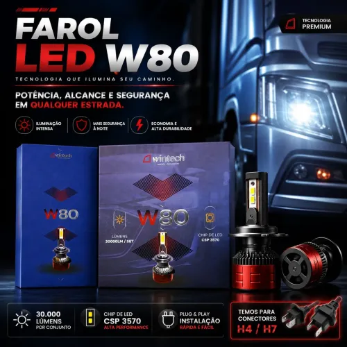 LAMPADA LED W80 CONECTOR H4 30000 LUMENS 