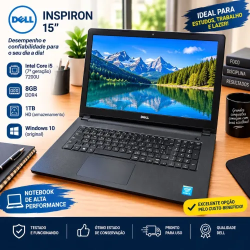 Notebook Dell Core I5-7200U tela 15,6 | 8GB| DDR4 (7a Geração)