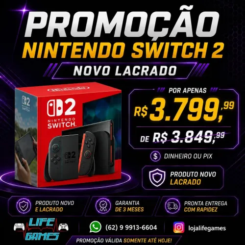 Nintendo Switch 2 novo com garantia, loja física