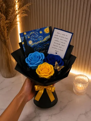 BUQUÊ ETERNO VAN GOGH PRONTA ENTREGA