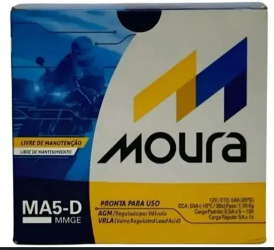 Bateria de Moto Moura 5ah Modelo Ma5D Produto Novo na Caixa C/ Garantia.