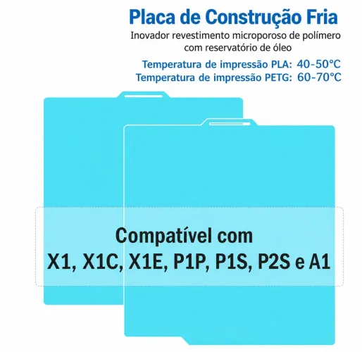 Placa fria bambu lab A1, X1, X1C, X1E, P1P, P1S, P2S
