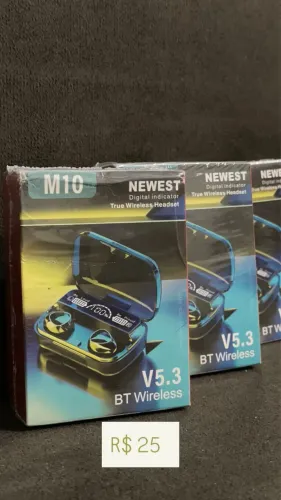 Fone Bluetooth M10 TWS V5.3 com Display Digital e Estojo de Recarga