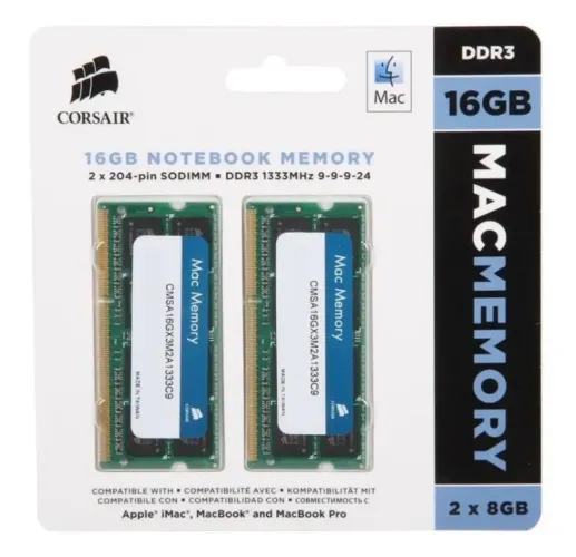 kit de memória RAM Corsair MacMemory de 16GB (2x8GB) DDR3 1333MHz