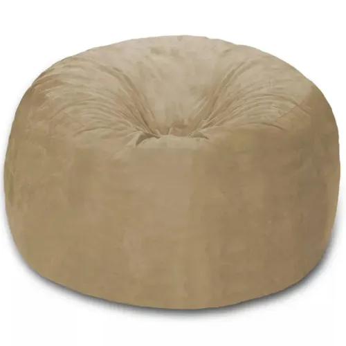 Puff Redondo 80x20 em Suede Bege Com Enchimento