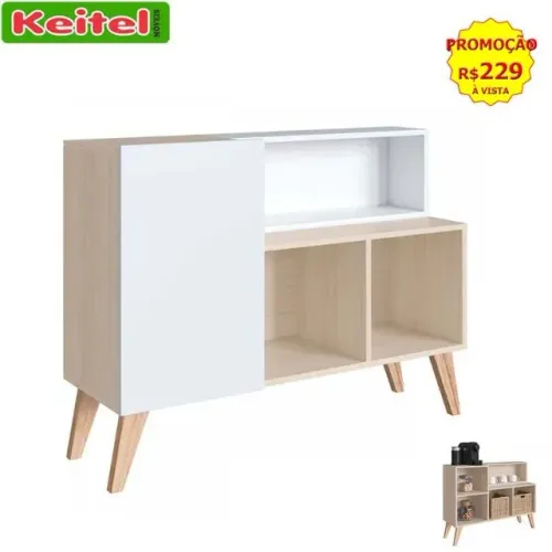 Rack / Aparador Multiuso Leaves Cor Nature / Branco - 1004